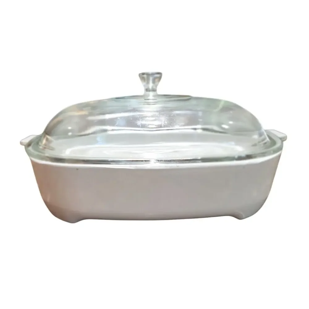Corning Ware MW-16 10 x 10 White MicroMake Browning Dish w/ Lid